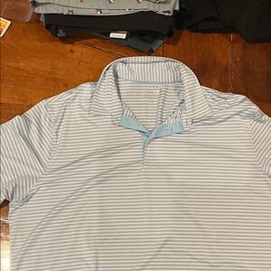 Men's Light Blue Striped Polo Shirt